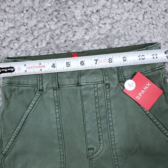 READ Spanx Tall Stretch Twill Ankle Cargo Pant Women's Size XS Green Pull On - Picture 9 of 13